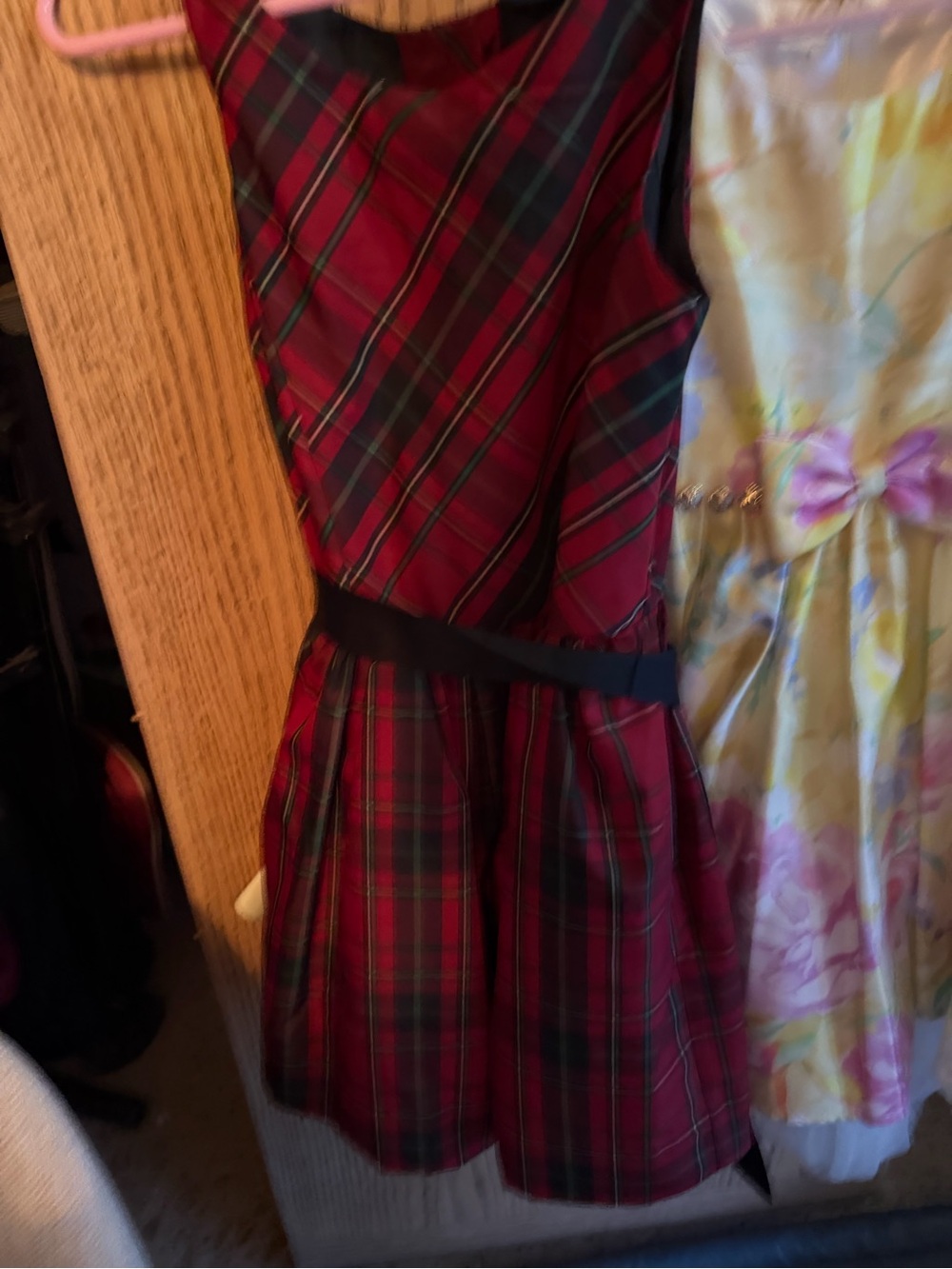 Polo by Ralph Lauren Red Plaid Dress with Black Waistband